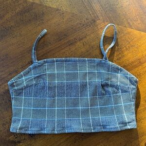 NWOT Garage Gray Plaid Crop Top